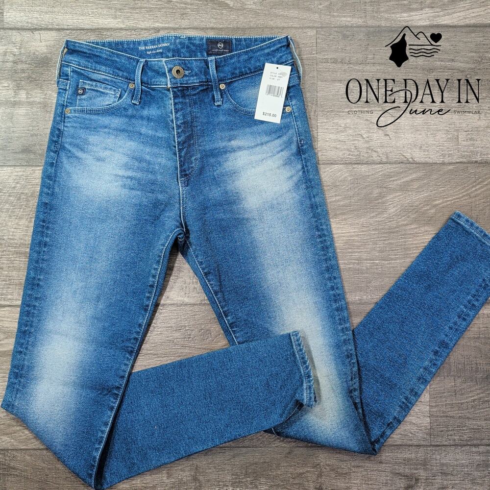 AG Adriano Goldschmied The Farrah High Rise Skinny Jeans Blue NWT Size 4 (27)